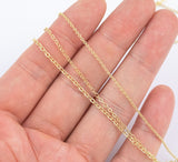 14k Gold Plated Dainty Oval Chains - Tarnish Resistant Standard Flat Oval Chain - Sold by the yard
