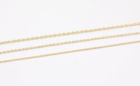 14k Gold Plated Dainty Oval Chains - Tarnish Resistant Standard Flat Oval Chain - Sold by the yard
