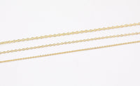 14k Gold Plated Dainty Oval Chains - Tarnish Resistant Standard Flat Oval Chain - Sold by the yard