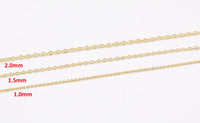 14k Gold Plated Dainty Oval Chains - Tarnish Resistant Standard Flat Oval Chain - Sold by the yard