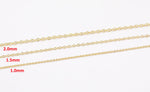 14k Gold Plated Dainty Oval Chains - Tarnish Resistant Standard Flat Oval Chain - Sold by the yard