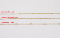 14k Gold Plated Satellite Chains - Tarnish Resistant Satellite Chain - Sold by the yard