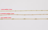 14k Gold Plated Satellite Chains - Tarnish Resistant Satellite Chain - Bar Satellite Barrel Sold by the yard