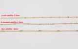 14k Gold Plated Satellite Chains - Tarnish Resistant Satellite Chain - Bar Satellite Barrel Sold by the yard