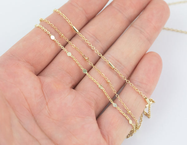 14k Gold Plated Satellite Chains - Tarnish Resistant Satellite Chain - Bar Satellite Barrel Sold by the yard