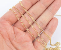 14k Gold Plated Soldered Extender Chain 2mm 2.5mm 3mm Curb Chain used for Extenders or Necklaces - Tarnish Resistant - Sold by the yard