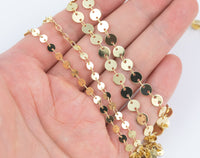 14k Gold PVD Ion Plated Coin Sequin Chain Chains 4mm 6mm - Tarnish Resistant - Sold by the yard