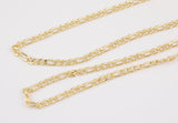 14k Gold Plated Figaro Italian Chain 3mm 4mm 5mm - Tarnish Resistant Figaro Chains - Sold by the yard