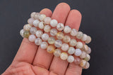 Natural Cherry Blossom Agate Bracelet Round Size 8mm- Handmade In USA- approx. 7-7.5" Bracelet Crystal Bracelet