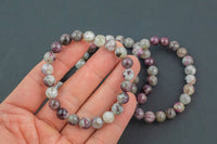 Natural Pink Tourmaline Bracelet Round Size 8mm- Handmade In USA- approx. 7-7.5" Bracelet Crystal Bracelet