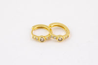 2pcs Gold Beautiful Huggies Earring Pave CZ Cubic Zirconia Earrings Supply for Jewelry Making- 14mm Huggies