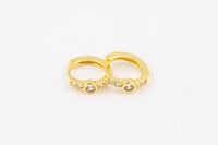 2pcs Gold Beautiful Huggies Earring Pave CZ Cubic Zirconia Earrings Supply for Jewelry Making- 14mm Huggies