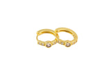 2pcs Gold Beautiful Huggies Earring Pave CZ Cubic Zirconia Earrings Supply for Jewelry Making- 14mm Huggies