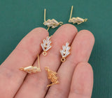 Gold Plated Brass Cactus Zircon Earring Post -Brass earring shape earring connector Pendant Brass earring findings jewelry supply sx1