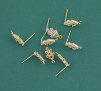 Gold Plated Brass Cactus Zircon Earring Post -Brass earring shape earring connector Pendant Brass earring findings jewelry supply sx1