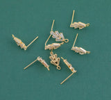 Gold Plated Brass Cactus Zircon Earring Post -Brass earring shape earring connector Pendant Brass earring findings jewelry supply sx1