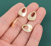 Gold plated brass earring post Teardrop Fancy Gold Brass earring charms shape earring pendant earring findings jewelry supply 12x16mm sx1