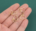 Gold plated brass earring post Dangly Hearts Heart Brass earring charms shape earring connector earring findings jewelry supply sx1