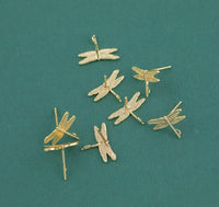 Gold plated alloy earring post Dragonfly -Alloy earring charms- earring connector - earring findings jewelry supply