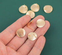 Gold plated brass earring post Brushed Curved Coin Brass earring charms shape earring connector earring findings jewelry supply sx1