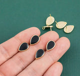 Gold plated brass earring post Black Enamel Teardrop 8x12mm Brass earring charms shape earring connector earring findings jewelry supply sx1