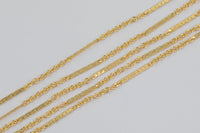 1.7mm Gold-filled Satellite Hammered Bar Chain by the Foot- Wholesale- 11mm Hammered Section