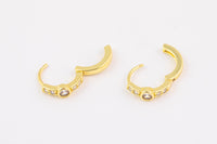 2pcs Gold Beautiful Huggies Earring Pave CZ Cubic Zirconia Earrings Supply for Jewelry Making- 14mm Huggies