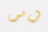 2pcs Gold Beautiful Huggies Earring Pave CZ Cubic Zirconia Earrings Supply for Jewelry Making- 14mm Huggies