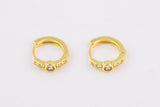 2pcs Gold Beautiful Huggies Earring Pave CZ Cubic Zirconia Earrings Supply for Jewelry Making- 14mm Huggies