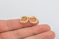 2pcs Gold Beautiful Huggies Earring Pave CZ Cubic Zirconia Earrings Supply for Jewelry Making- 14mm Huggies