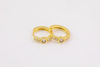 2pcs Gold Beautiful Huggies Earring Pave CZ Cubic Zirconia Earrings Supply for Jewelry Making- 14mm Huggies