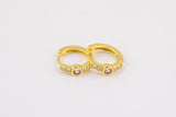 2pcs Gold Beautiful Huggies Earring Pave CZ Cubic Zirconia Earrings Supply for Jewelry Making- 14mm Huggies