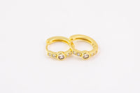 2pcs Gold Beautiful Huggies Earring Pave CZ Cubic Zirconia Earrings Supply for Jewelry Making- 14mm Huggies