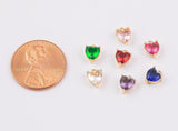 18k Gold Birthstone Charm Tiny Heart Charms, Necklace Earring Bracelet Supplies, Jewelry Supply Charms Personalized Delicate Dainty 5x7mm