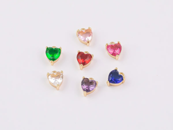 18k Gold Birthstone Charm Tiny Heart Charms, Necklace Earring Bracelet Supplies, Jewelry Supply Charms Personalized Delicate Dainty 5x7mm