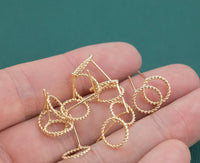Earring findings dainty circle twisted rings 10mm stud earring finding earring hook gold plated