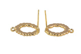 Gold Earrings - Wheat Reef Stud with Gold-14mm- With Loop Wreath Earring