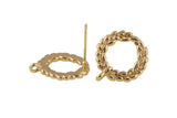 Gold Earrings - Wheat Reef Stud with Gold-14mm- With Loop Wreath Earring