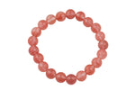Cherry Quartz Smooth Round Size 6mm and 8mm- Handmade In USA- approx. 7" Bracelet Crystal Bracelet