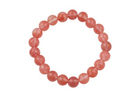 Cherry Quartz Smooth Round Size 6mm and 8mm- Handmade In USA- approx. 7" Bracelet Crystal Bracelet