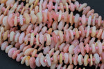 Natural Pink Opal Smooth Freeform Roundel Chip Beads 15.5" Strand