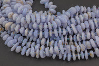 Natural Blue Laced Chalcedony Agate Smooth Freeform Roundel Chip Beads 15.5" Strand