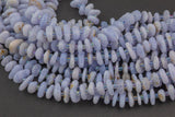 Natural Blue Laced Chalcedony Agate Smooth Freeform Roundel Chip Beads 15.5" Strand