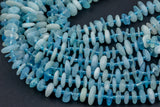 Natural Aquamarine Smooth Freeform Roundel Chip Beads 15.5" Strand