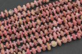 Natural Rhodonite Smooth Freeform Roundel Chip Beads 15.5" Strand