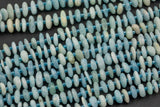 Natural Aquamarine Smooth Freeform Roundel Chip Beads 15.5" Strand