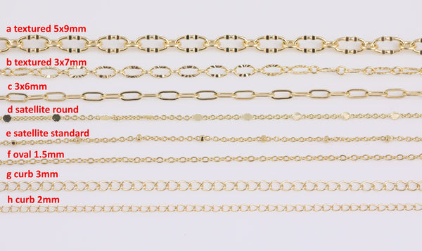 Dainty 14k Gold Plated Paperclip Chains - Tarnish Resistant Popular Dainty Satellite Oval Curb Fancy Paperlclip chain - Sold by the yard