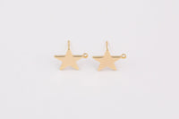Gold plated brass earring post Star Earring Stud Brass earring charms shape earring connector earring findings jewelry supply sx1 12mm