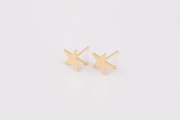 Gold plated brass earring post Star Earring Stud Brass earring charms shape earring connector earring findings jewelry supply sx1 12mm