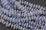 Natural Blue Laced Chalcedony Agate Smooth Freeform Roundel Chip Beads 15.5" Strand